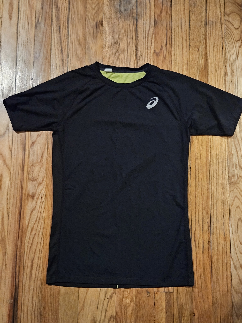ASICS Black Athletic Tee with Lime Accents